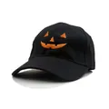 Gorra de béisbol de algodón negro con bordado naranja de calabaza de Halloween, vista lateral - Circunferencia Cabeza Adulto 56-60CM / Negro