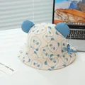 Kleinkinder Fischerhut mit Panda-Motiv, blauen Ohren und Schleife in Beige - 48cm / Beige Mit Blauen Ohren