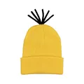 Gorro de punto amarillo Minion para cosplay de Halloween con detalles de pelo negro para niños - Adulto