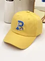 Casquette de baseball jaune pour enfants avec broderie mode et motif chien mignon - Tour de Tête 51-54CM / Jaune Vif (Chien P)