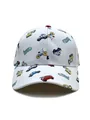 Detail of colorful cartoon transport print on white kids baseball cap with curved brim - 52-54CM Head Circumference / White