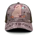 Detail of Capybara cartoon embroidery on a two-tone kids baseball cap with NICE bubble print - 50-54CM Circumference / Style 3 Brown