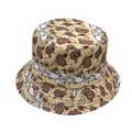 Beige bucket hat with cute capybara and snack prints, featuring an adjustable windproof rope - Beige Cartoon Style