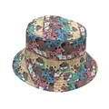 Colorful bucket hat with cute capybara prints featuring pink, blue and green panels - Multicolor Patchwork