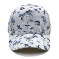 Detailed macro view of the aircraft and rainbow cartoon prints on the white cotton cap - 51-54CM Head Circumference / Airplane