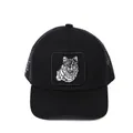 Cappello trucker nero con toppa ricamata a lupo e rete traspirante per l'aria aperta - Regolabile / Nero