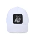Cappellino trucker bianco con ricamo lupo e retro in rete traspirante per l'estate - Regolabile / Bianco