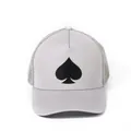 Berretto da baseball in mesh grigio chiaro con ricamo a picche nere sul davanti - Regolabile / Bianco Sporco