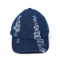 Berretto da baseball in denim blu vintage con strappi alla moda e bordi sfrangiati - Regolabile / Blu