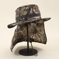 Outdoor camouflage sun hat with neck protection flap and adjustable chin strap - One Size / Tree Camouflage