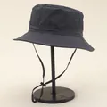 Detail of waterproof quick-dry bucket hat featuring mesh vents and adjustable wind cord - Adjustable / Gray