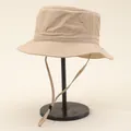 Waterproof outdoor bucket hat in beige with adjustable chin strap and wide reinforced brim - Adjustable / Off White