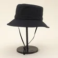 Waterproof outdoor bucket hat in black with adjustable windproof drawstring for hiking - Adjustable / Black