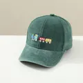 Kids vintage dark green baseball cap with train embroidery and washed cotton fabric - 2-6 Years (48-52cm) / Dark Green