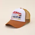 Weekend Trucker-Kappe mit Mesh-Design, Stickerei und orangefarbenem Schirm für Damen/Herren - Verstellbar / Kurkuma