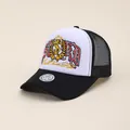 Cappello trucker classico bianco e nero con ricamo Small Town Kid e retro a rete - Regolabile / Nero