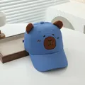 Blue kids baseball cap with bear embroidery and 3D ears, sun protection hat for boys and girls - Adjustable Kids Size / Blue