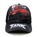 Zwarte honkbalpet voor kinderen met cartoon tankprint en decoratieve BOOM TANK letters - 51-54cm / Rode Tank