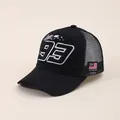 Casquette de course noire avec broderie numéro 93 blanche et filet respirant gris - Réglable / Noir