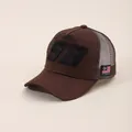 Casquette trucker marron avec broderie 93 et écusson latéral G.P. Malaisie racing - Réglable / Café