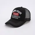 Black Golden State trucker cap with embroidered patch and breathable mesh back - Adjustable / Black