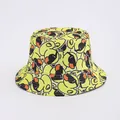Yellow bucket hat with cartoon duck print, casual outdoor sun protection cap for adults - Yellow Duck with Sunglasses
