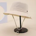 Unisex Schnelltrocknender Sonnenhut in Beige mit verstellbarer Kordel zum Wandern und Angeln - Gebrochenes Weiß