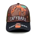 Brown and navy capybara cartoon baseball cap for kids with heart and star patterns - 50-54CM Circumference / Persimmon Brown