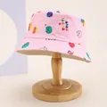 Détail du chapeau de soleil rose pour enfants avec motifs de fruits et doublure - Enfants 54cm / Rose Lunettes de Fruits