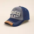 Retro San Francisco baseball cap with California bear patch and bicolor denim finish - Adjustable / Gray
