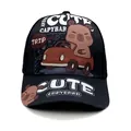 Kids black baseball cap featuring a cute cartoon capybara driving a red car print - 50-54CM Circumference / Racing Black