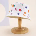 Détail d'un chapeau de soleil blanc en coton pour enfants avec imprimés fruits et lettrage - Enfants 54cm / Blanc Lunettes de Fruits