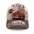 Beige Capybara kids baseball hat with brown plaid brim and cute cartoon print - 50-54CM Circumference / Car Beige