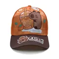 Kids orange capybara baseball hat with cute cartoon print and flat brim style - 50-54CM Circumference / Lemonade Orange