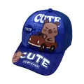 Blue kids capybara baseball hat with cute mesh design and cartoon print - 50-54CM Circumference / Mesh Car Blue