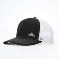 Casquette trucker d'extérieur avec broderie montagne et filet respirant blanc au dos - Réglable / Noir & Blanc