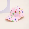 Pink kids baseball cap with cute colorful fruit prints including strawberry and watermelon - Kids 52-54cm / Apple Pink