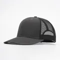Klassische schwarze Mesh-Trucker-Kappe mit gebogenem Schirm und atmungsaktivem Rückenteil - Verstellbar / Grau