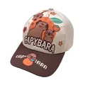 Beige and brown Capybara cartoon printed baseball truck hat for kids with mesh back - 50-54CM Circumference / Mesh Persimmon Beige