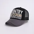 Atmungsaktive Trucker-Kappe mit schwarzem Netz und grauem Schirm mit Vintage-Druck - Schwarz und Grau
