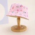 Pink kids bucket hat with colorful cartoon graffiti and Good Night print for sun protection - Kids 54cm / Animal Style Pink