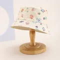 Beige kids bucket hat with colorful cartoon animal print and breathable cotton fabric - Kids 54cm / Animal Beige