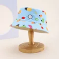 Chapeau bob enfant bleu clair avec motifs de fruits tropicaux comme fraise et ananas - Enfants 54cm / Bleu Style de Fruits 2