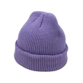 Classic lavender purple ribbed knit beanie cap with dome rolled edge design - One Size / Purple
