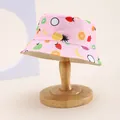 Chapeau bob rose pour enfants avec imprimés fruits et broderie fresh élégante - Enfants 54cm / Rose Style de Fruits 2
