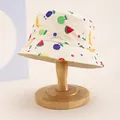 Chapeau bob enfant crème avec imprimés fruits colorés sur support en bois pour le soleil - Enfants 54cm / Pomme Beige