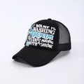Unisex black mesh trucker hat with 3D foam letter printing and breathable back design - Adjustable / Black