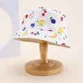 Bob blanc pour enfants avec motifs de fruits colorés comme pommes et citrons - Enfants 54cm / Pomme Blanche