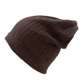 Bonnet en maille côtelée marron foncé pour homme et femme, souple et respirant pour saison - Taille unique / Café