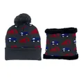 Detailed view of the thick black plush lining inside the kids knit scarf for warmth - One Size / Gray